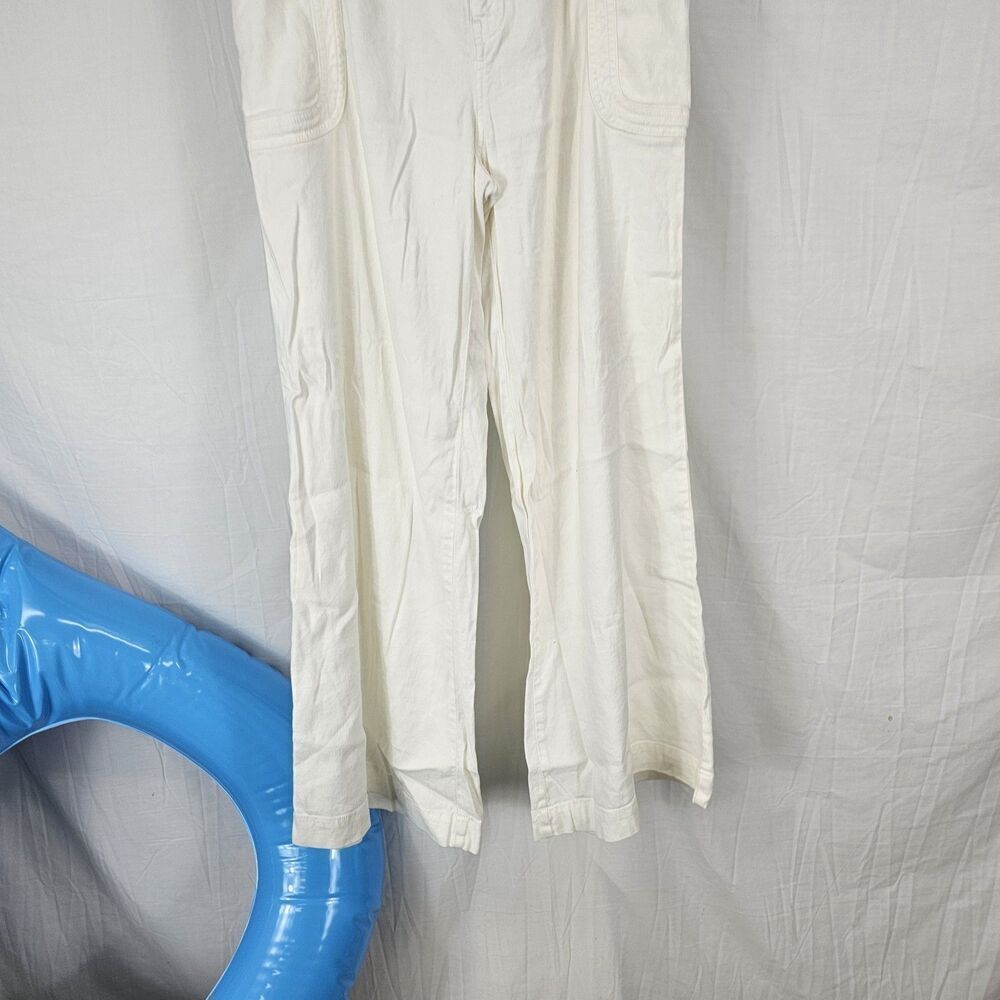 Anthropologie Women's Size 29 White Linen Blend Wide Leg Pants Tie Waist - Picture 3 of 6